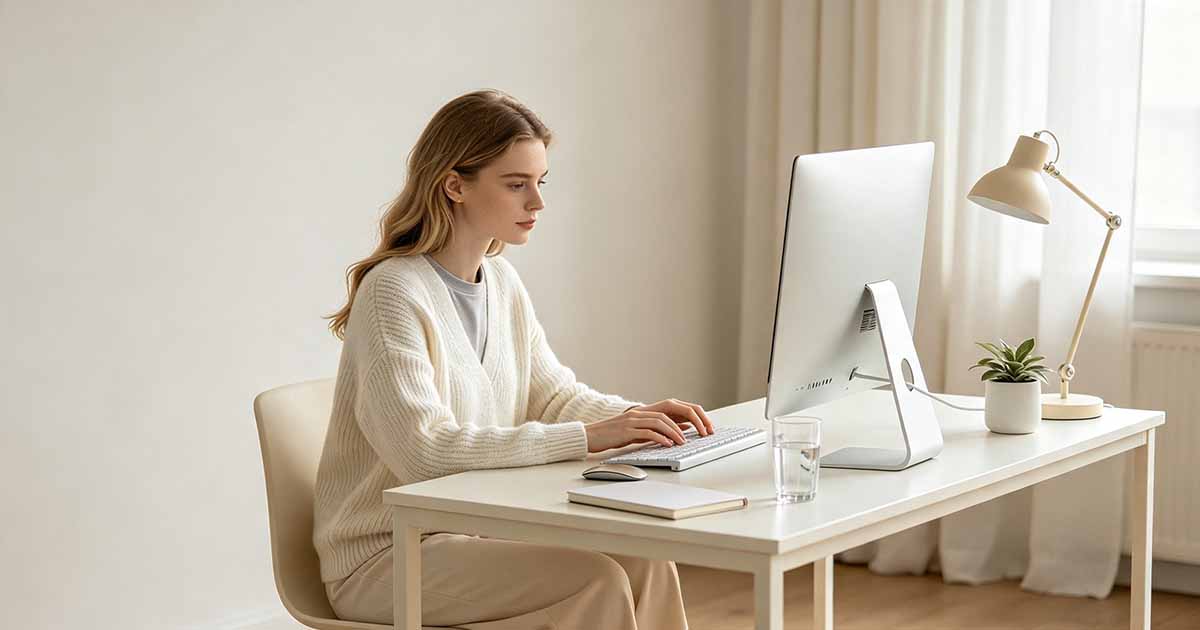 Wie Sie verhindern, dass Sie sich isoliert fühlen, wenn Sie von zu Hause aus arbeiten: Fachkraft arbeitet am Schreibtisch